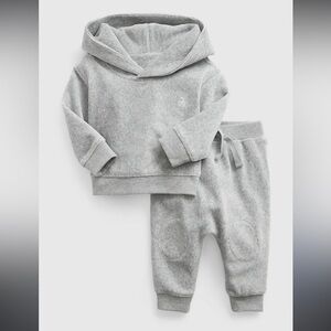 Baby Gap Rib gray Velour Two-Piece Outfit Set size 3-6 months [F-30]